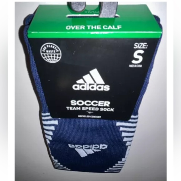 Adidas Team Speed OTC Soccer Socks 1 Pair Youth 13C-4Y Navy Blue White Logo NEW! - Picture 11 of 11